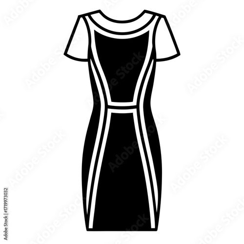 Minimalist Sheath Dress Line Art Vector Illustration on White Background