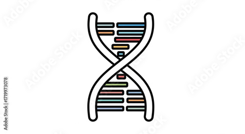Colorful dna strand, symbolizing genetics, heredity, and the building blocks of life, with a modern and vibrant design