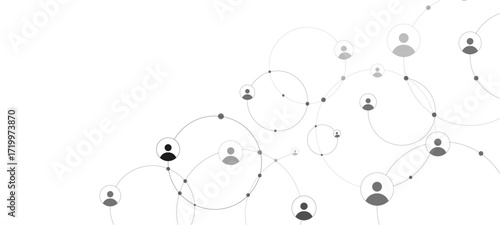 Network background. Connections with points, lines, and people icons. Vector technology background abstract floral background