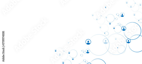 Network background. Connections with points, lines, and people icons. Vector technology backgroundblue water splash