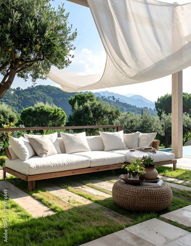 Outdoor sectional sofa with mountain view