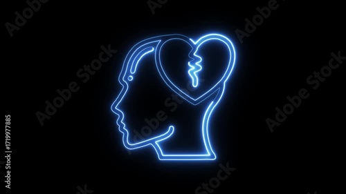 Broken Heart Isolated on Black Background, Sadness Concept