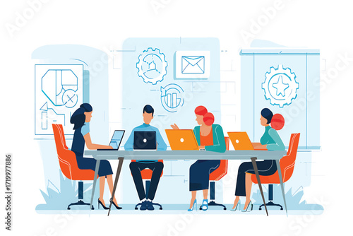 Team meeting and collaboration in the workplace