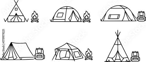 Set of tent line icons.