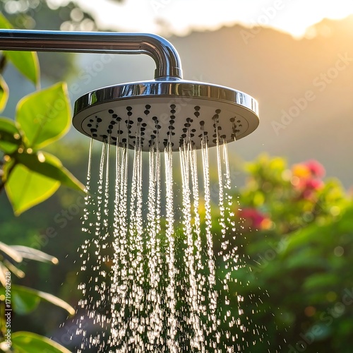 Outdoor shower head with water spraying