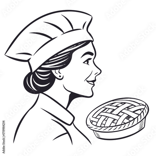 Baker Portrait with Pie Hat | National Pie Day Art

