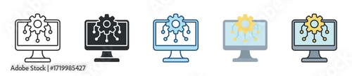 Algorithm Icon Set Multiple Style Collection