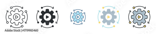 Repetitive Task Icon Set Multiple Style Collection