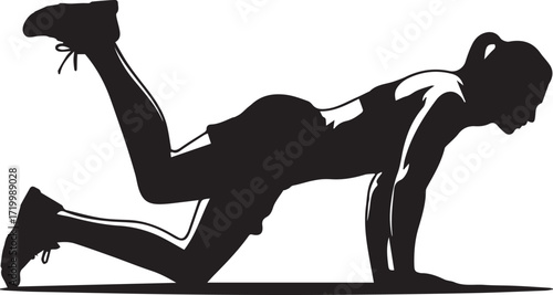 Athletic woman silhouette performing glute kickback exercise silhouette fitness training silhouette