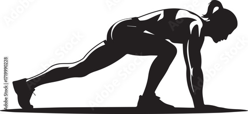 Silhouette of fit woman performing dynamic stretching exercise on fitness mat outdoors