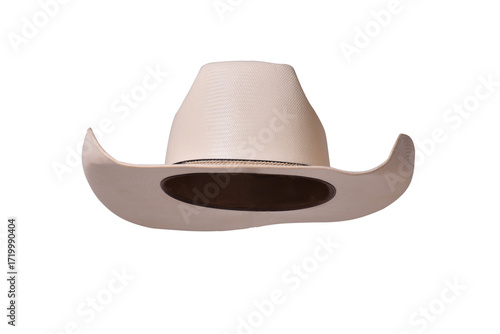 cowboy style hat straw hat with black ribbon isolated on white background, straw hat for women and men head protection