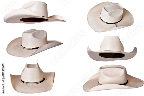 cowboy style hat straw hat with black ribbon isolated on white background, straw hat for women and men head protection