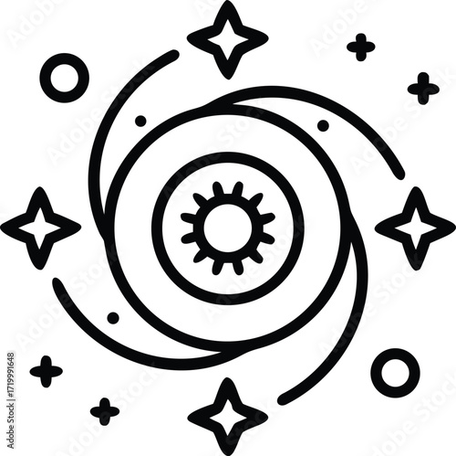 Intricate cosmic mandala design with celestial patterns and universal inspiration perfect for spiritual or abstract art projects