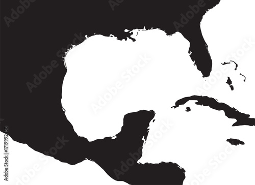 Gulf of Mexico Map Silhouette 