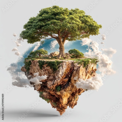 Floating island with tree