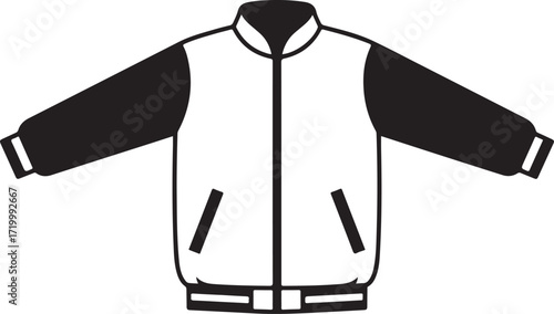 Black and White Bomber Jacket Silhouette vector illustration