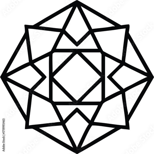 A luxurious and intricate crystal mandala design featuring sharp multifaceted jewel elements rendered in vibrant cmyk colors perfect for decorative and spiritual applications