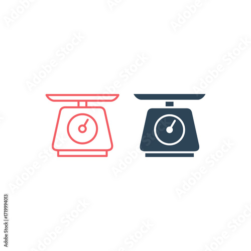 Kitchen scale vector illustration icons set