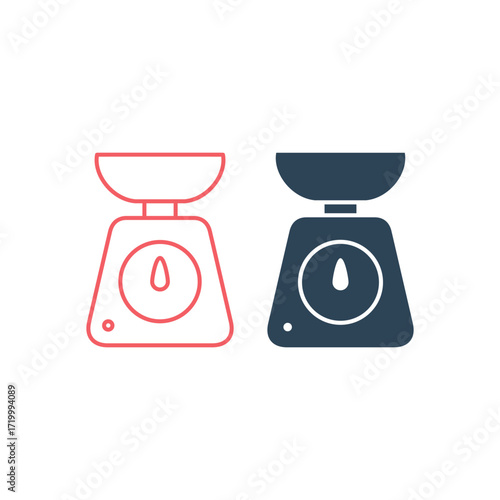 Kitchen scale vector illustration icons set