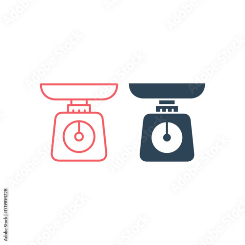 Kitchen scale vector illustration icons set