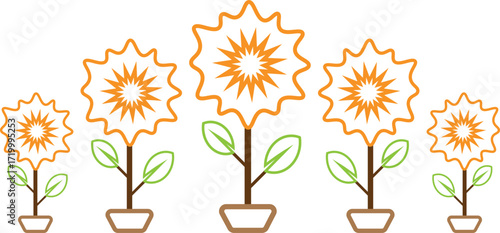 Floral Tree Line Drawing Vector Illustrations – Minimal Nature Symbols, Growing Plant Silhouettes, Garden Designs, and Eco-Friendly Logos