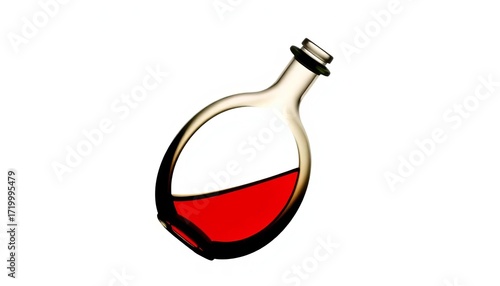 Silhouette of a classic poison bottle, curved lines, narrow neck, isolated on pure white background,  symbol,  apothecary