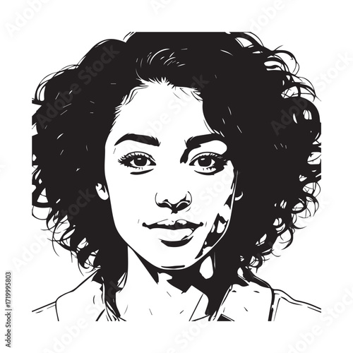 
Black and white line art of a cool woman playing guitar in casual outfit minimalist stylish illustration