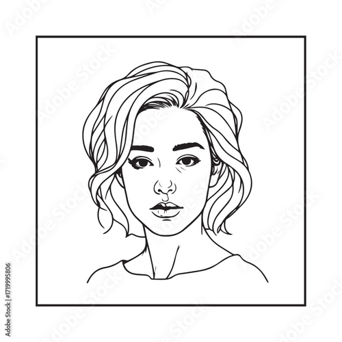 
Black and white line art of a cool woman playing guitar in casual outfit minimalist stylish illustration
