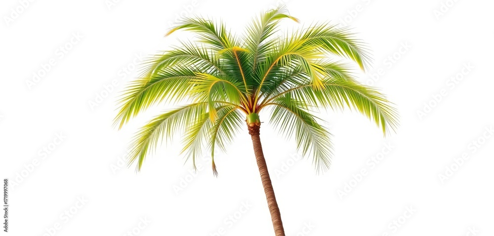 Obraz premium Single majestic palm tree, isolated against pure white background, elegant, cutout