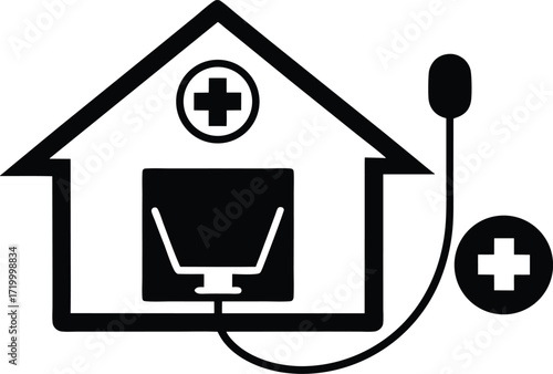 Rural telehealth vector icon.eps