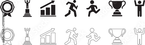 Achievement vector set. Business and sport award and recognition signs.