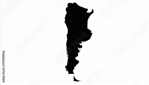 Argentina Map Silhouette on White Background