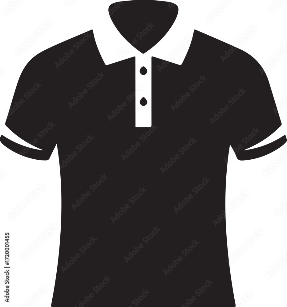 Naklejka premium Black Polo Shirt Silhouette white collar