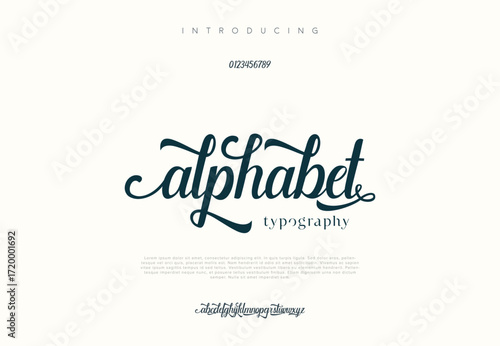 Thin serif font alphabet in modern style, this typeface has a big set of ligatures and alternates and can be used for logos 