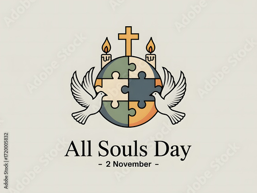 Minimalist All Souls Day Poster Design with Soft Candlelight Glow and Modern Typography