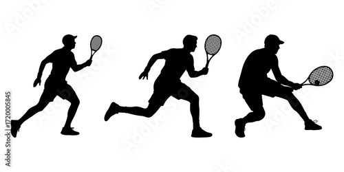 Flat badminton player silhouette collection