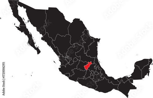 Querétaro State Region on Mexico Map