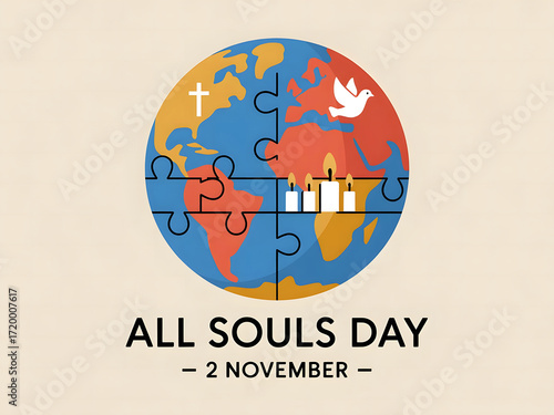 Minimalist All Souls Day Poster Design with Soft Candlelight Glow and Modern Typography
