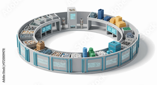 Circular automated sorting and recycling facility with advanced technology and sustainable practices