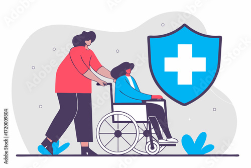 Medical Assistance Vector with Hospital Worker and Senior