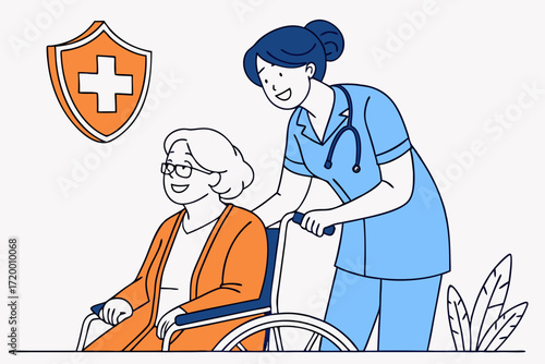 Modern Caregiving Scene Vector for Hospital
