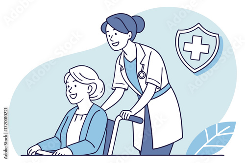 Health Service Vector with Doctor and Patient