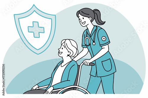 Hospital Worker Assisting Patient Vector Art