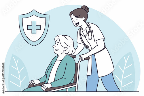 Professional Care Scene Vector Illustration