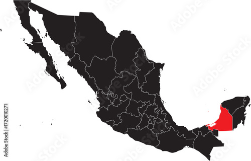 Campeche State Region on Mexico Map