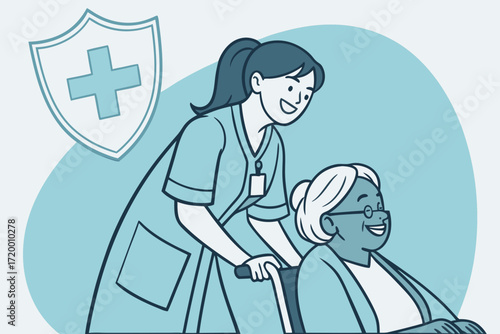 Health Insurance Concept Vector with Caregiver
