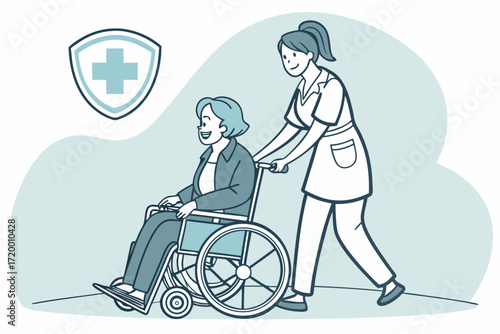 Clean Flat Healthcare Illustration with Nurse