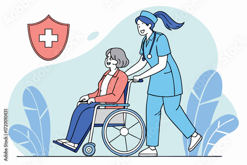 Medical Protection Vector with Elderly Person