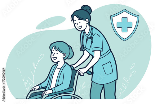 Warm Color Healthcare Vector with Patient
