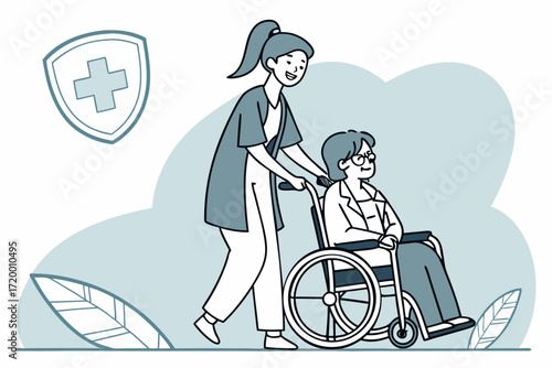 Hospital Service Illustration with Nurse Support